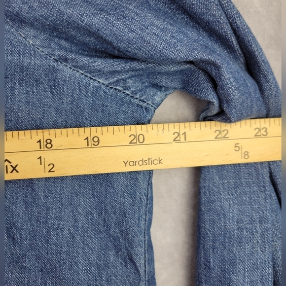 Madewell Dress Small Chambray Denim Blue Long Sleeve Button Front Collared Solid - Picture 11 of 11